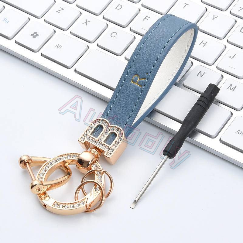 Móc Khóa Da Hình Chữ B Đính Kim Cương Sáng Tạo Cao Cấp
