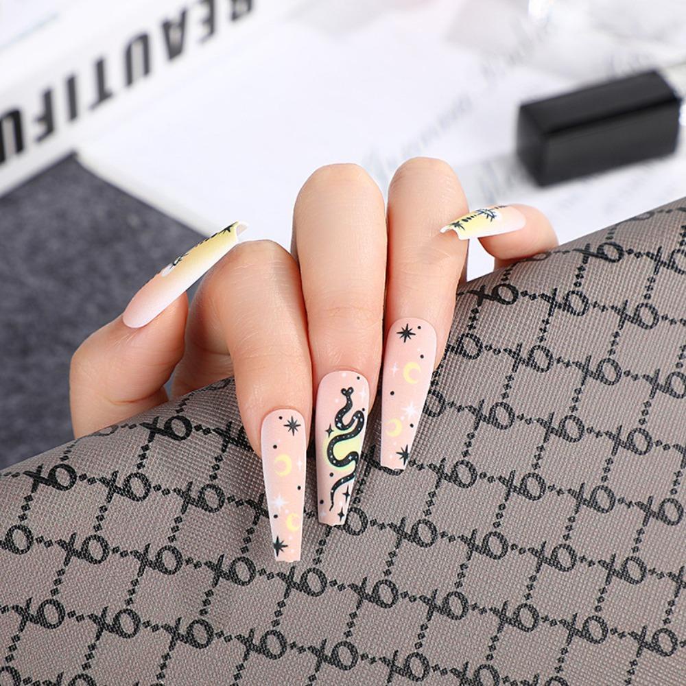 DIACHAVN Bộ Móng Tay Giả Dáng Dài Màu Cầu Vồng 3D Che Phủ Toàn Diện Thời Trang DIY