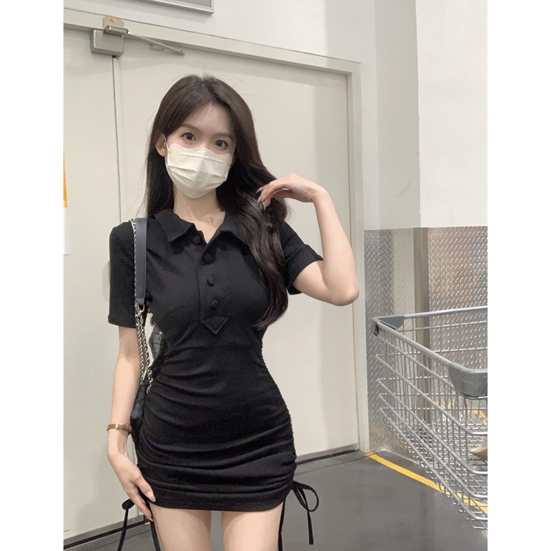 Đầm Tay Ngắn Cổ Polo Form Ôm Thời Trang Mùa Hè Cho Nữ