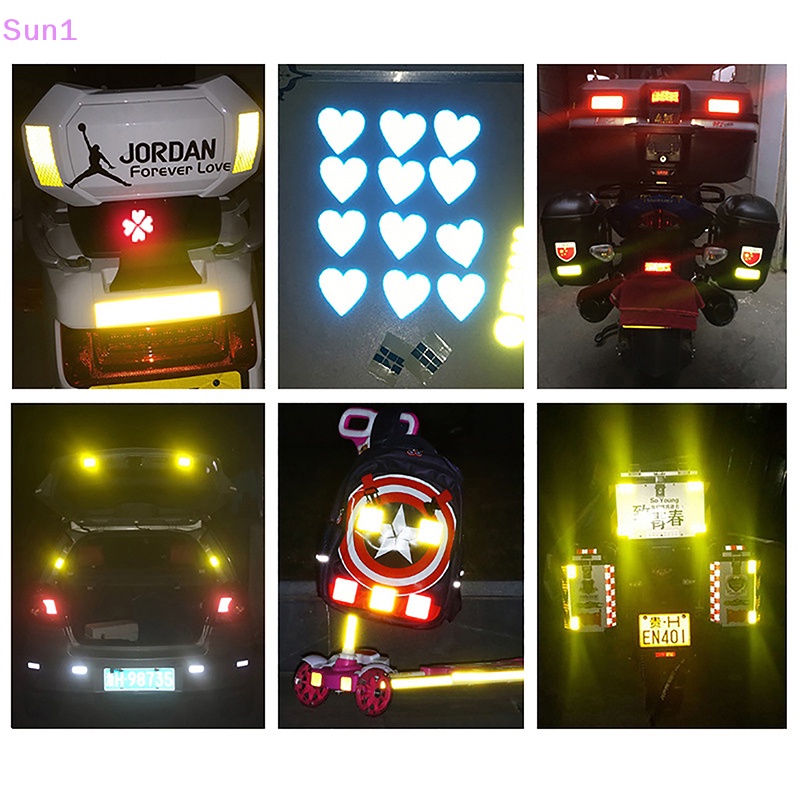 Bộ 6 Miếng Dán Phản Quang Cảnh Báo An Toàn Hình Trái Tim Cho Xe Hơi