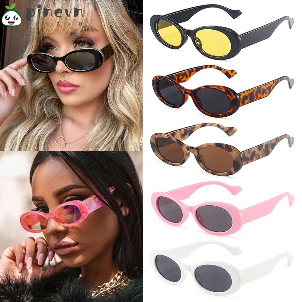 PINEVN Kính Mát Oval Nhỏ Chống Tia UV400 Họa Tiết Da Báo