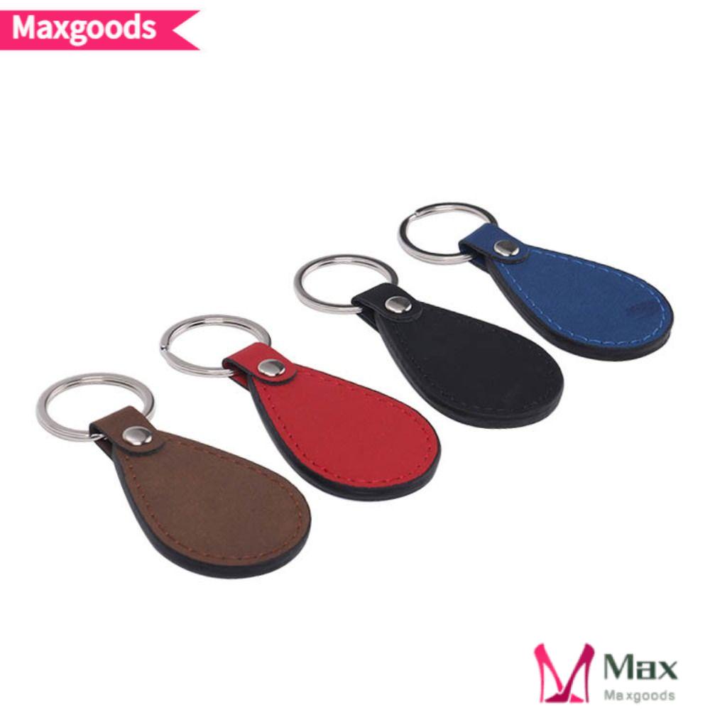 MAXG Bộ 4 Móc Khóa Bằng Da PU Hình Oval DIY 4 Màu Tùy Chọn