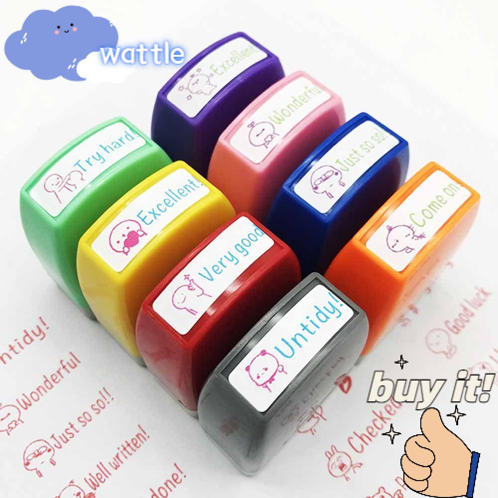 WATTLE Con Dấu In Họa Tiết Hoạt Hình Tự Mực Độc Đáo Trang Trí Sổ Tay / Trường Học / Văn Phòng Cho Bé