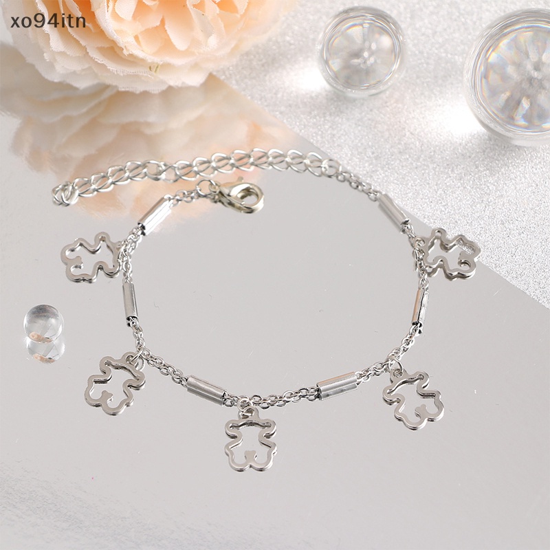 Vòng Tay Mặt Hình Gấu Khoét Rỗng Dễ Thương Có Thể Điều Chỉnh Cho Nam Nữ