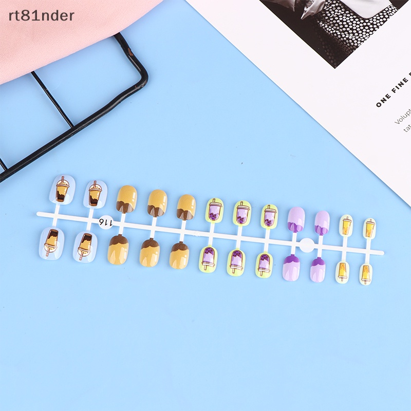 Rt Bộ Móng Tay Giả Họa Tiết Trái Cây Hoạt Hình Nhiều Màu Sắc Có Thể Tháo Rời Cho Bé Gái