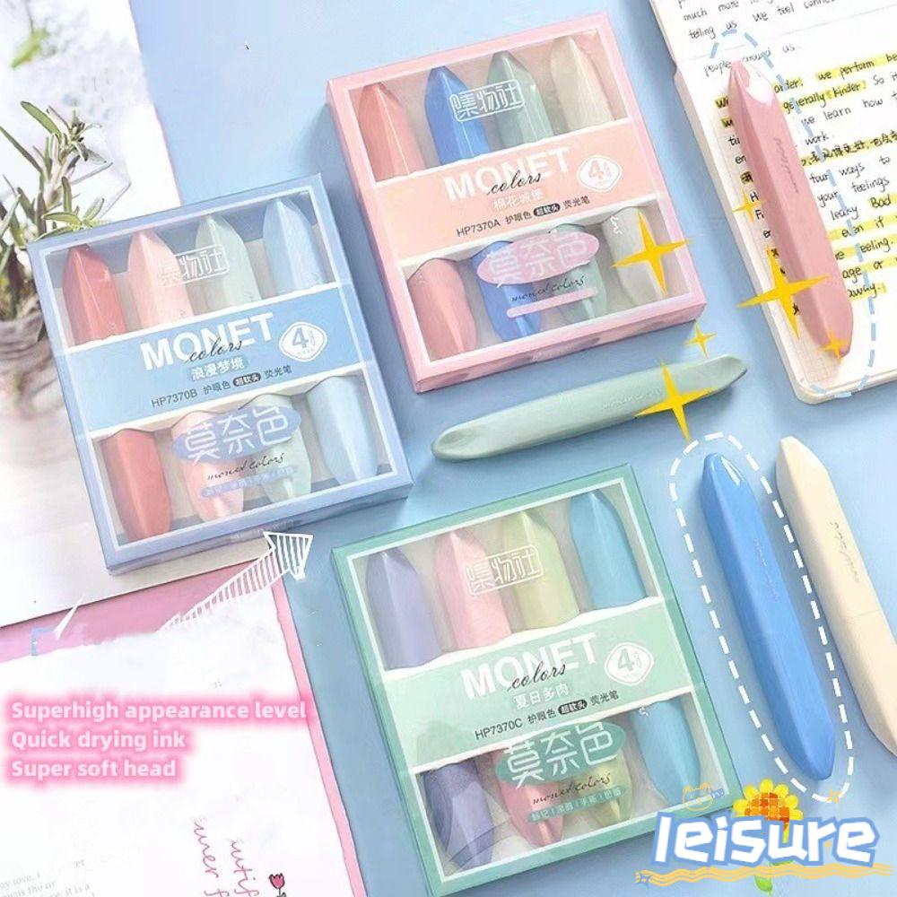 LEISURE Bút Đánh Sáng Đầu Mềm Thiết Kế Hình Son Môi Màu Morandi Dành Cho Học Sinh