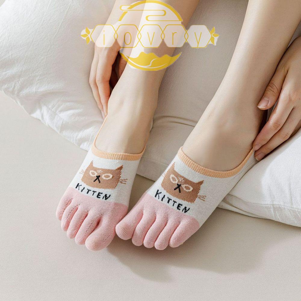 IVORY Vớ Cotton Cổ Thấp Thoáng Khí Chống Trượt In Họa Tiết Hoạt Hình Phong Cách Hàn Quốc