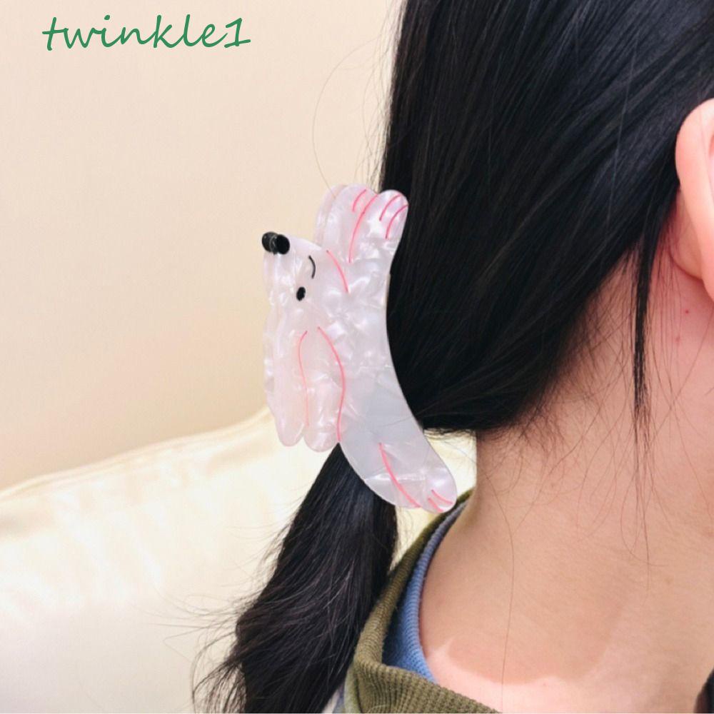TWINKLE Acetate Kẹp Tóc Đuôi Ngựa Cỡ Lớn Họa Tiết Hình Học / Cá Mập Phong Cách Hàn Quốc Thanh Lịch Dễ Thương