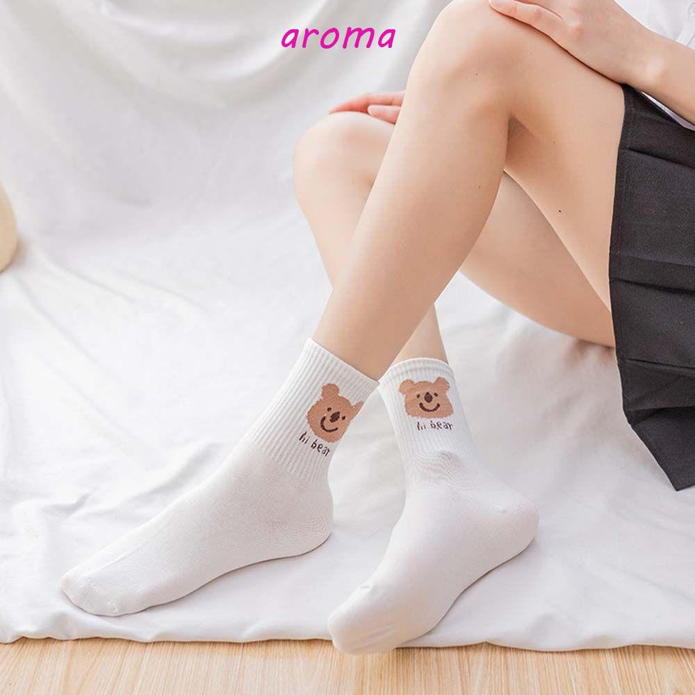 AROMA Vớ Bóng Rổ Thoáng Khí In Hình Thỏ Gấu Phong Cách Hip Hop Cho Nữ