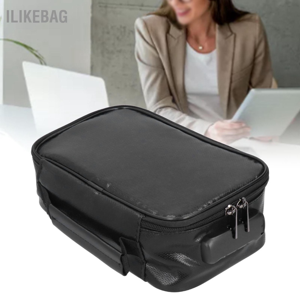 Ilikebag Túi đựng tài liệu chống cháy có khóa nhỏ di động cho văn phòng tại nhà khi đi du lịch