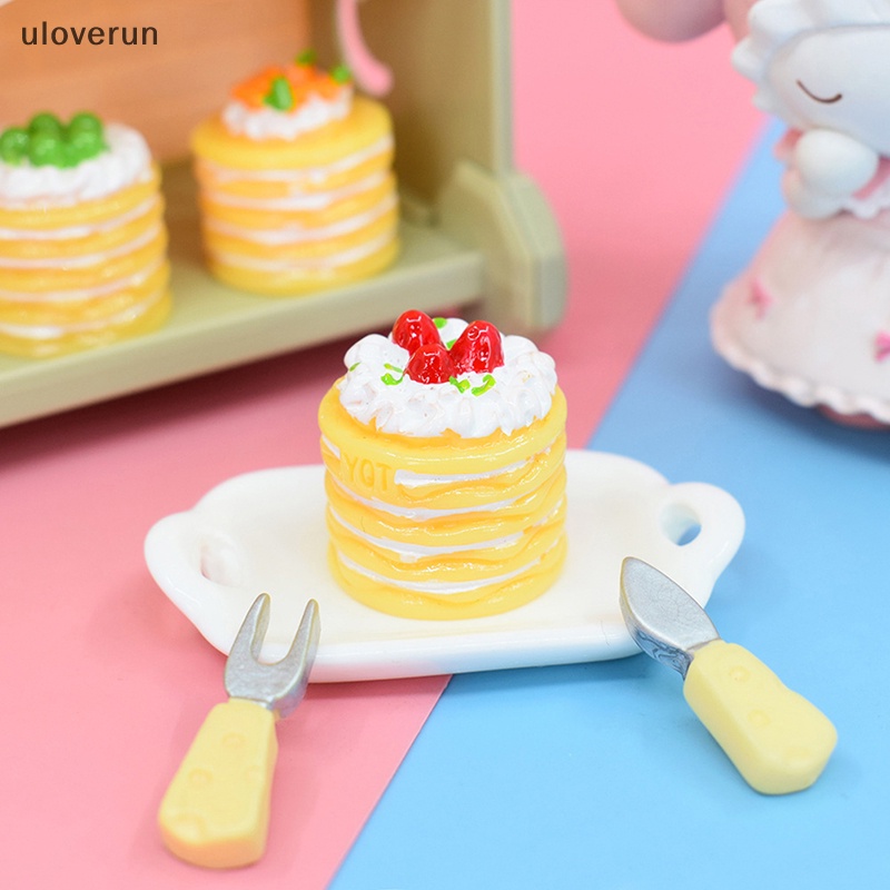 Uloverun Mô Hình Bánh Kem Dâu Nhiều Tầng Trang Trí Nhà Búp Bê vn