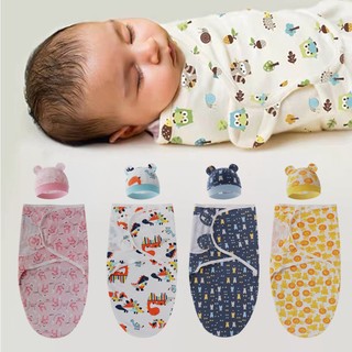 Túi ngủ đơn giản 80cm dành cho bé sơ sinh，bộ ủ kén kèm mũ vải cotton cho bé