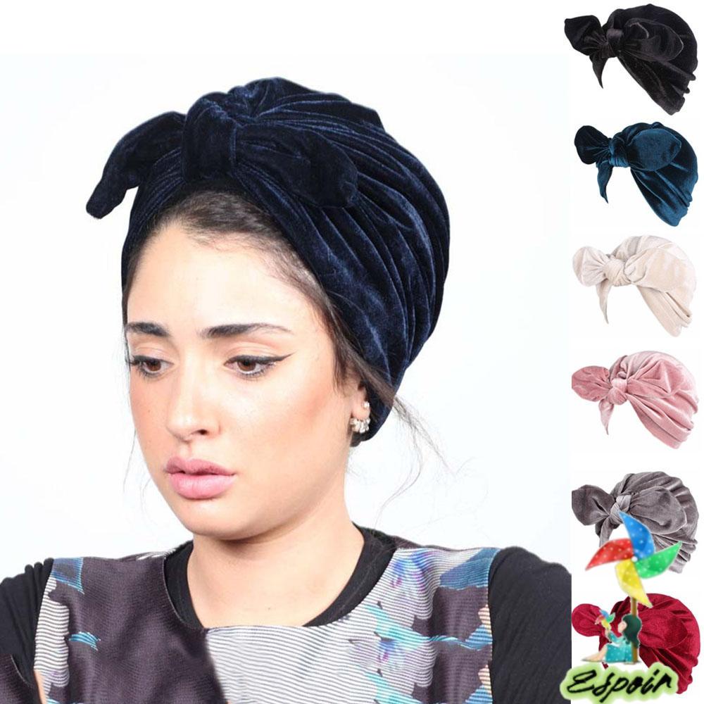 ESPO Mũ Trùm Đầu Vải Nhung Phối Nơ Thời Trang Cho Nữ