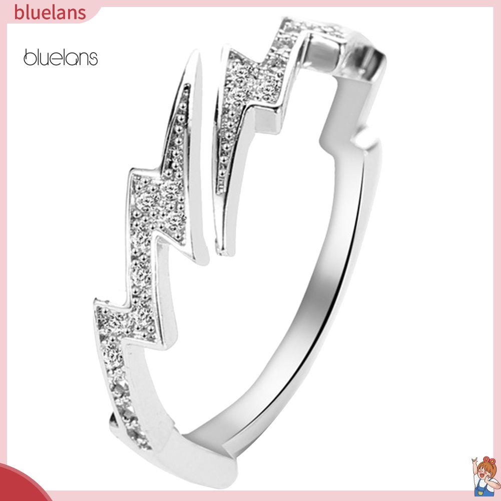 Nhẫn Hở Đính Đá Zircon Hình Tia Chớp Sáng Tạo Cho Nữ