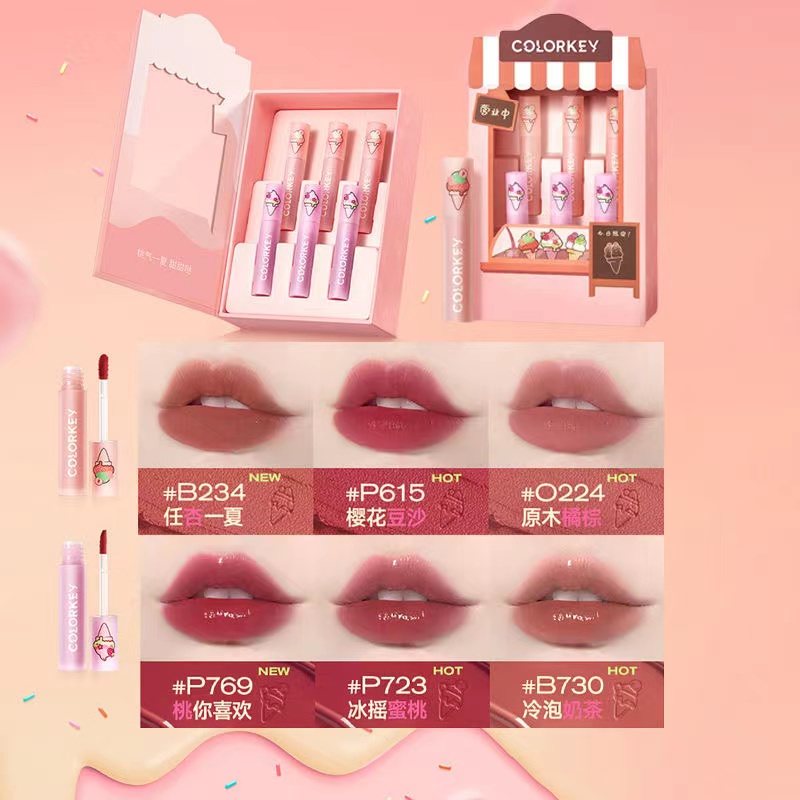 Set 6 Son Kem Lì Colorkey Collage # 23 Thiết Kế Vỏ Son Hình Que Kem Xinh Xắn