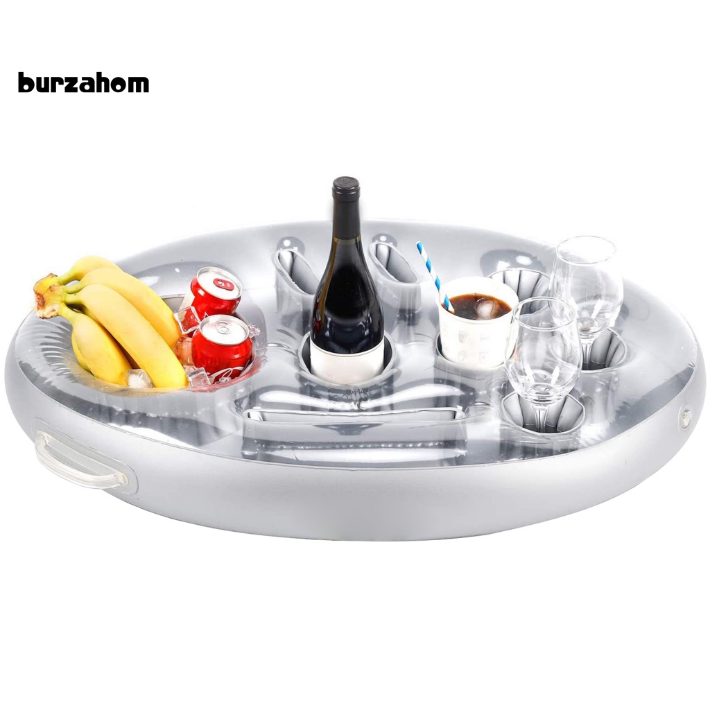 Phao Bơi Bơm Hơi Kiêm Giá Đỡ Cốc / Thức Ăn Bằng PVC Chống Thấm Nước Tiện Dụng Cho Bữa Tiệc