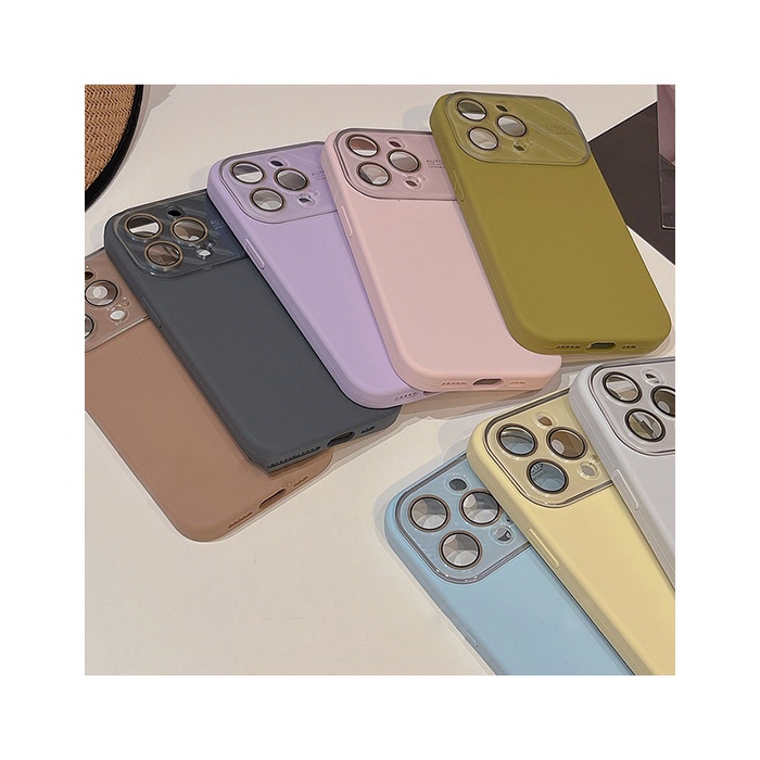 Ốp Điện Thoại Silicon Màu Trơn Chống Rơi Chống Sốc Bảo Vệ Ống Kính Máy Ảnh Cho iPhone 14 Plus 13 12 11 Pro Max