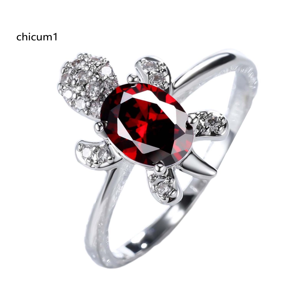 Nhẫn Cặp Đính Đá Hình Rùa Màu Sáng Tinh Tế