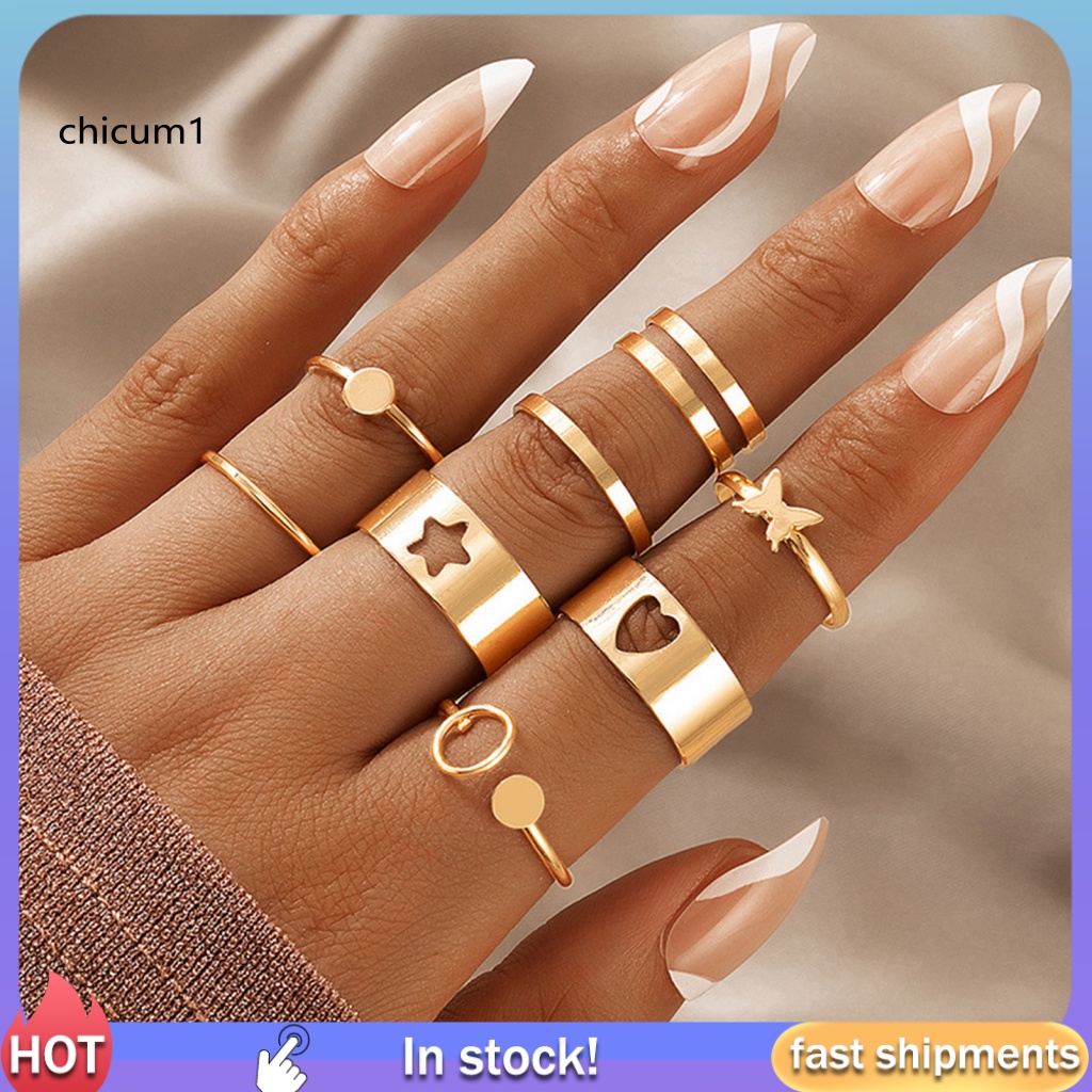 Set 8 Nhẫn Đeo Khớp Ngón Tay Nhiều Kiểu Dáng Thời Trang