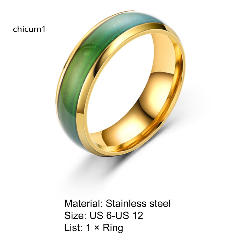 Cc Nhẫn Cặp Đôi Cảm Biến Nhiệt Độ Mạ Điện Không Dị Ứng Quà Tặng Kỷ Niệm Không Phai Màu Sắc Theo Tâm Trạng Cổ Điển Cho