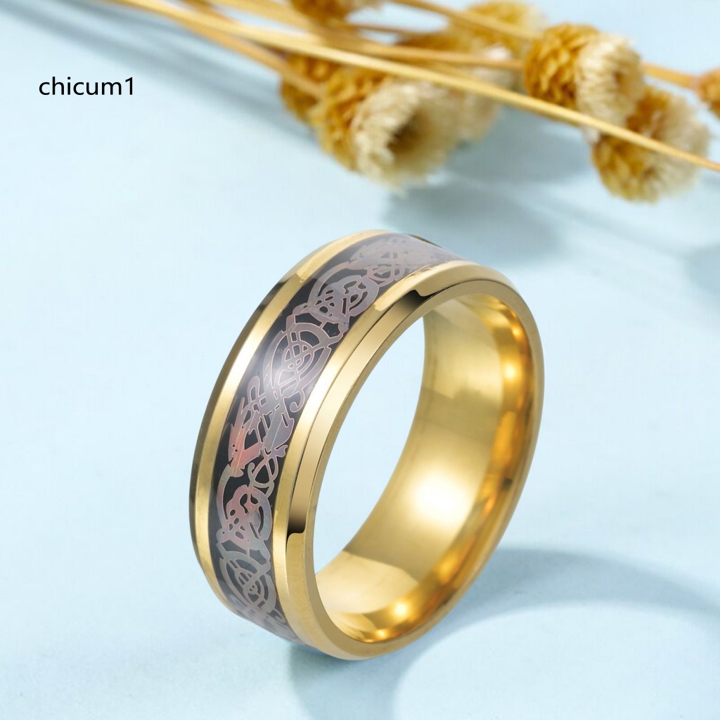 Nhẫn Mạ Thép Titan Nhẹ In Họa Tiết Nhiều Màu Sắc Chống Phai Màu Nhỏ Gọn Tinh Tế Thời Trang Cho Nam