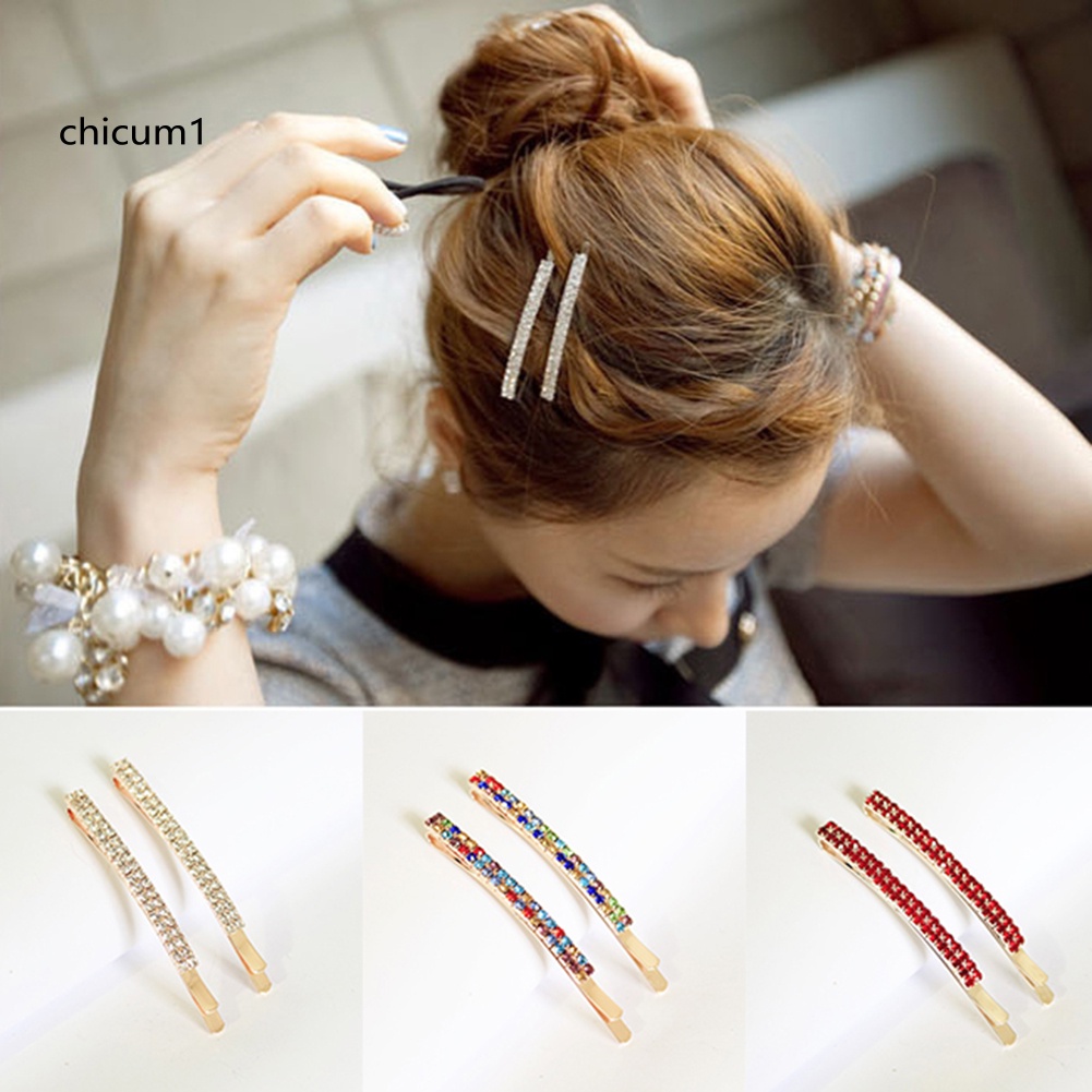 Kẹp Tóc Đính Đá Hai Hàng Cho Nữ 1 Cái