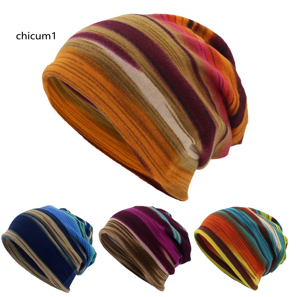 Mũ Beanie Kiêm Khăn Choàng Cổ 2 Trong 1 Kẻ Sọc Thời Trang Mùa Đông Cho Nam Và Nữ