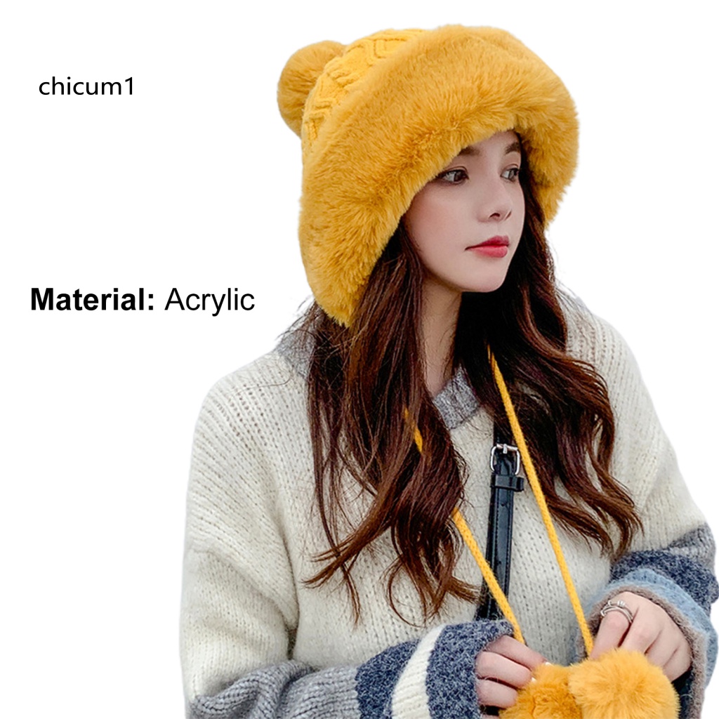 Mũ Dệt Kim Dày Dặn Màu Sắc Tinh Khiết Thời Trang Thu Đông Cho Nữ