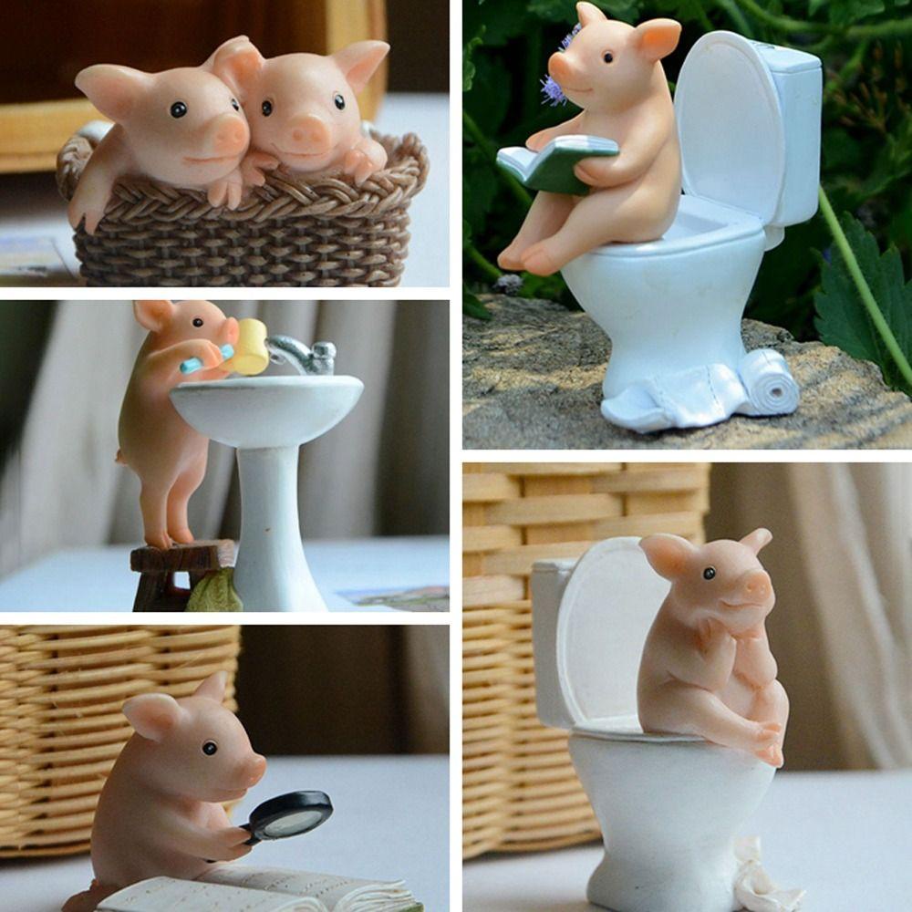 26EDIE Mô Hình Chú Heo Bằng Nhựa Resin Không Độc Hại Thân Thiện Với Môi Trường Trang Trí Bàn Làm Việc