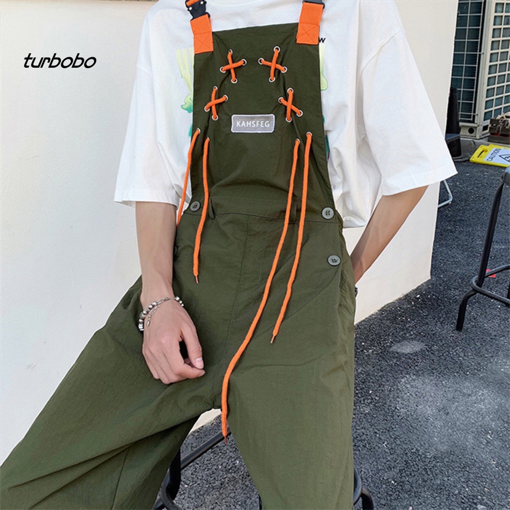 Bộ Áo Liền Quần Không Tay Dáng Rộng Màu Sắc Trơn Phong Cách Hip Hop Cho Nam