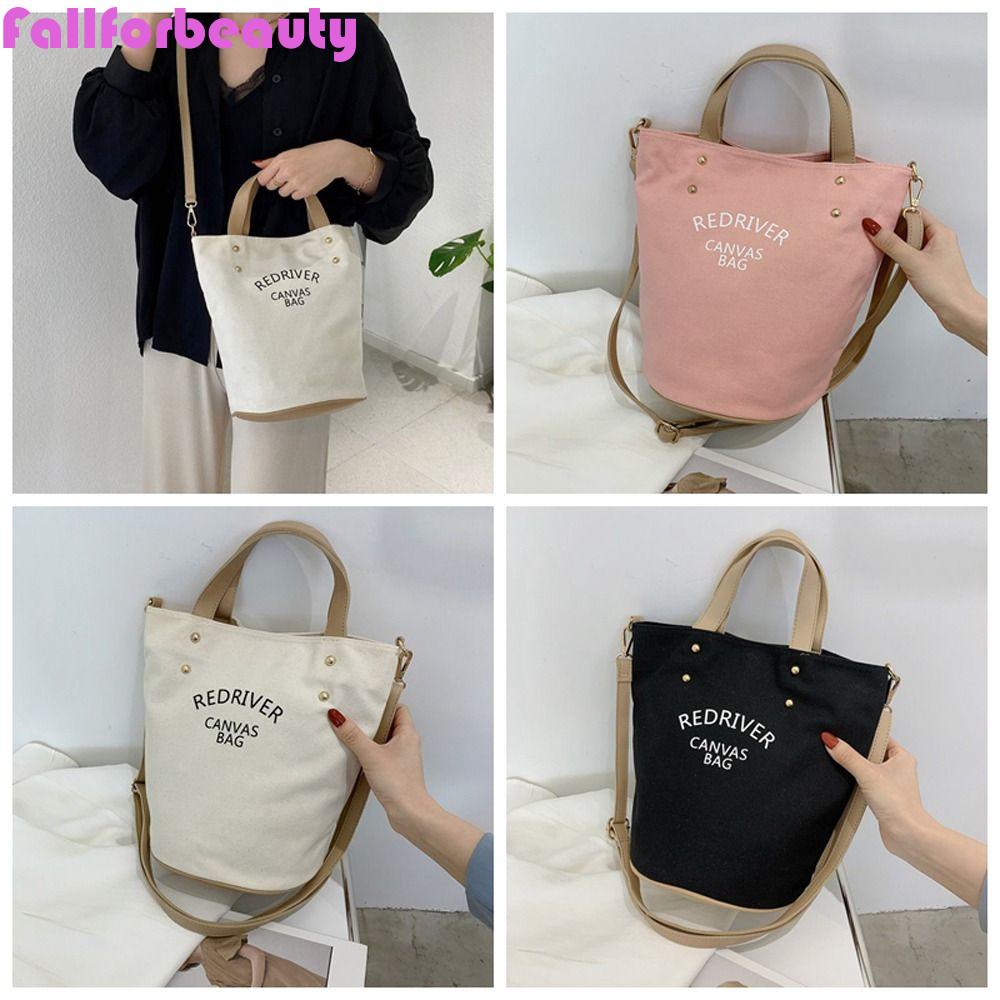 FALLFORBEAUTY Túi vải Dây Da Phong Cách Retro Đơn Giản