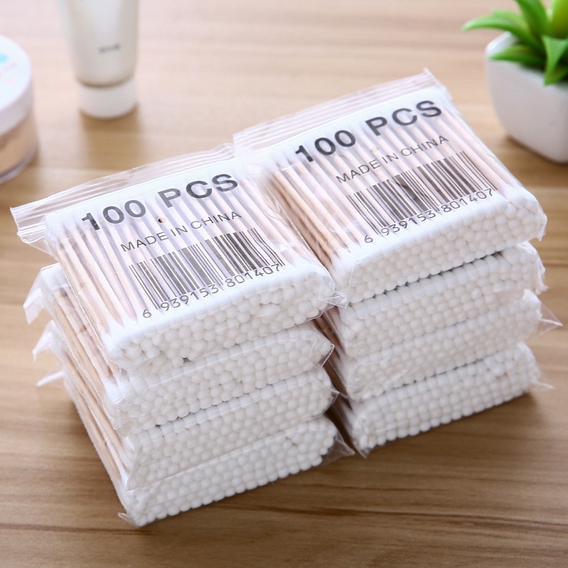Tăm bông ngoáy tai 100 que thân gỗ sạch kháng khuẩn