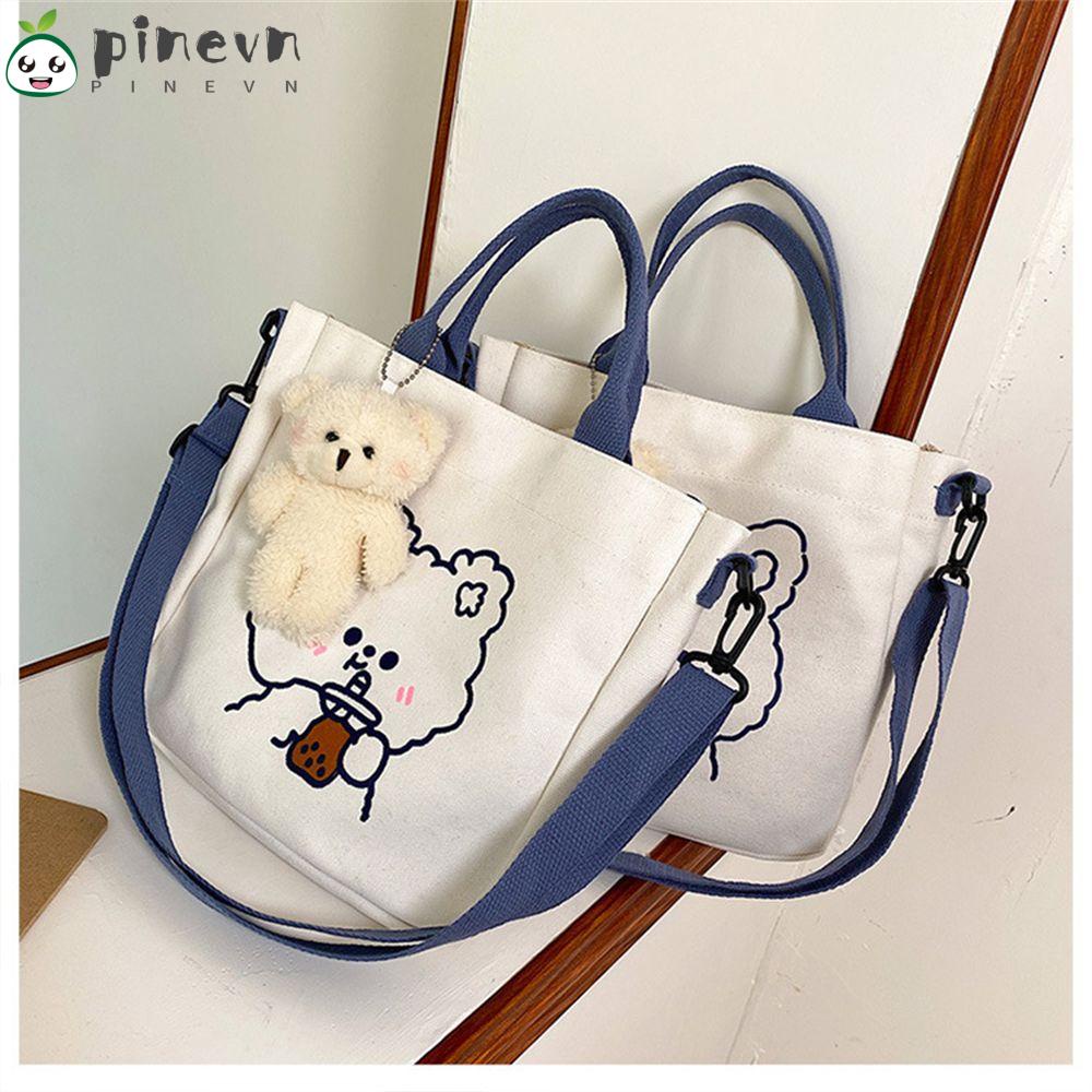 PINEVN Túi Xách Canvas Cỡ Lớn Họa Tiết Dễ Thương