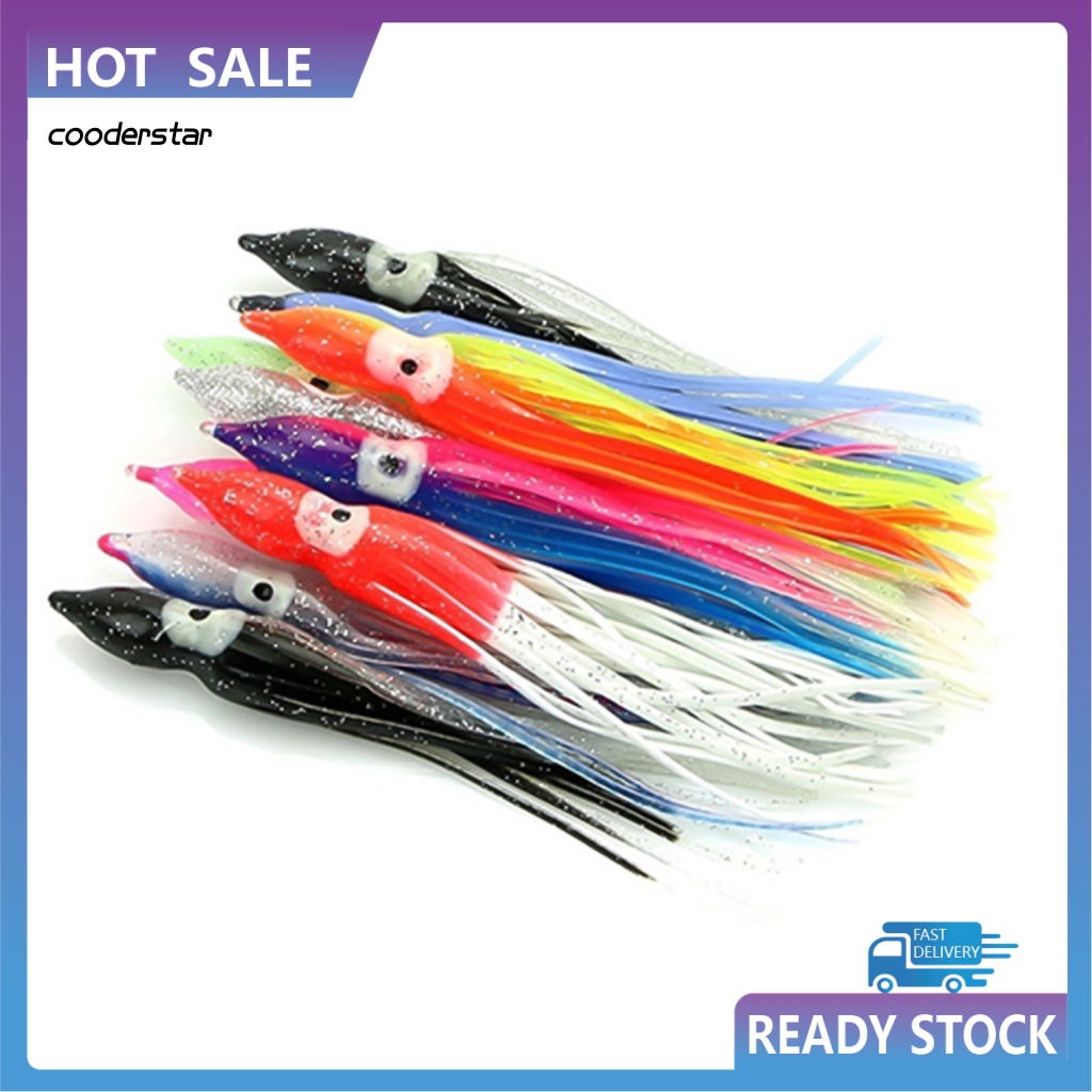 Bộ 10 Mồi Câu Cá Hình Bạch Tuộc Nhiều Màu Sắc Phát Sáng Độc Đáo