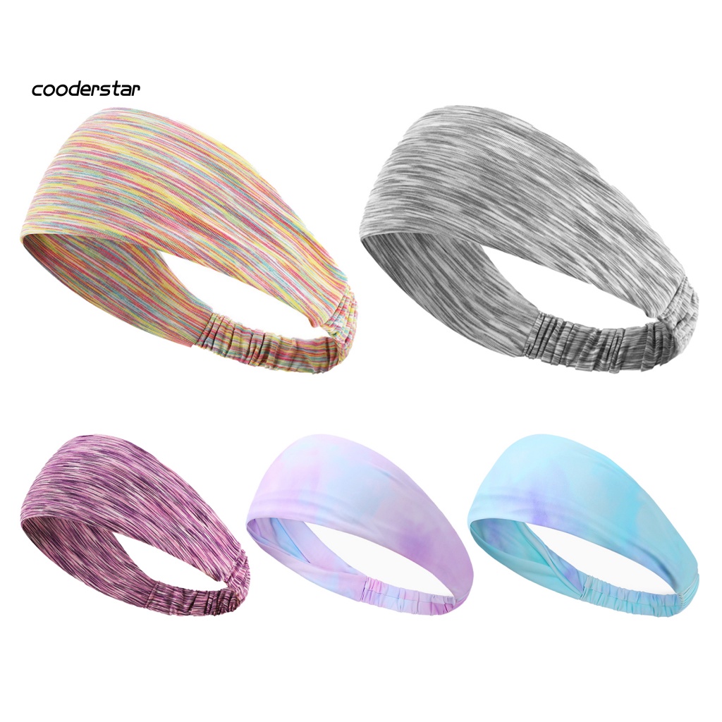 Băng Đô Cài Tóc Thể Thao Bằng Lụa Lạnh Mềm Co Giãn Thoáng Khí Thấm Hút Mồ Hôi Cho Nữ