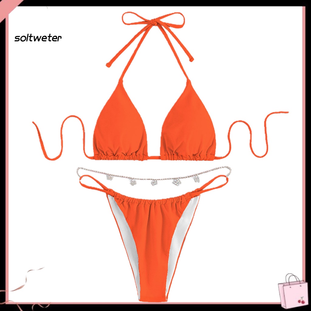 Bộ Bikini Tam Giác Dây Xích Kim Loại Tùy Chỉnh Thời Trang Quyến Rũ Cho Nữ