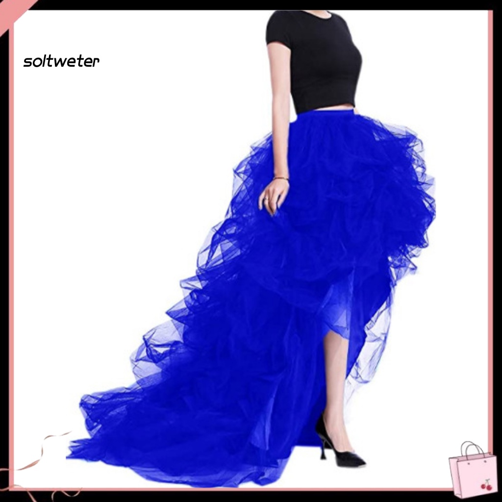 Chân Váy Tulle Lưng Cao Co Giãn Màu Sắc Trơn Dành Cho Nữ