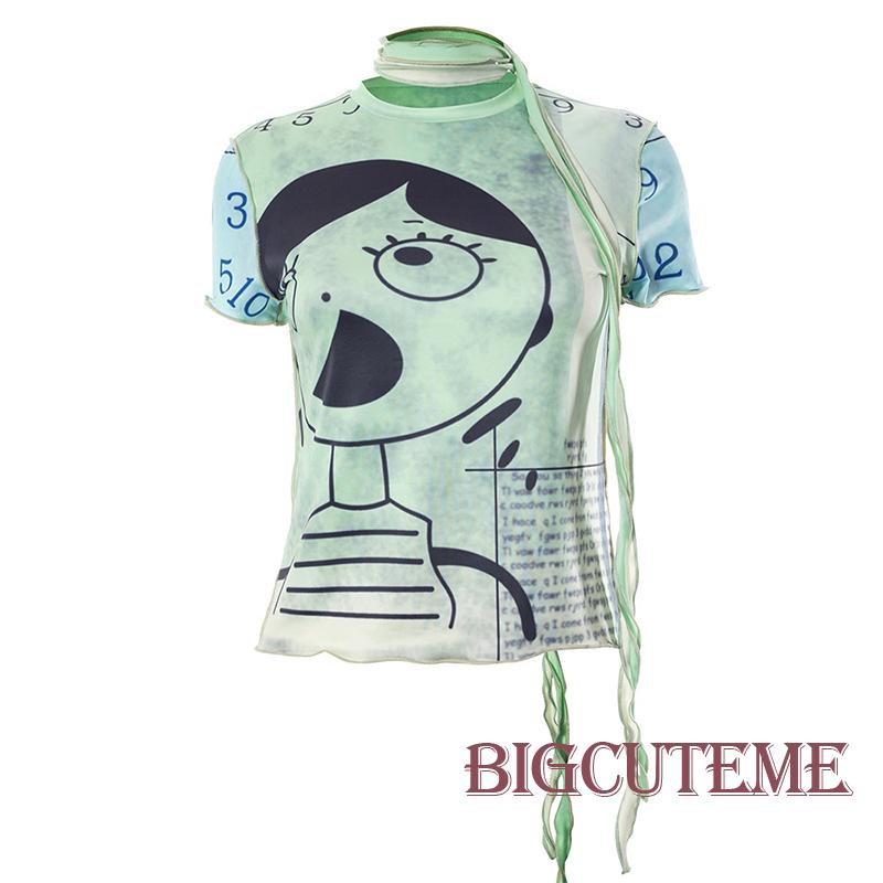 Áo Thun Tay Ngắn Cổ Tròn In Họa Tiết Nhân Vật Anime Thời Trang Mùa Hè Dành Cho Nữ