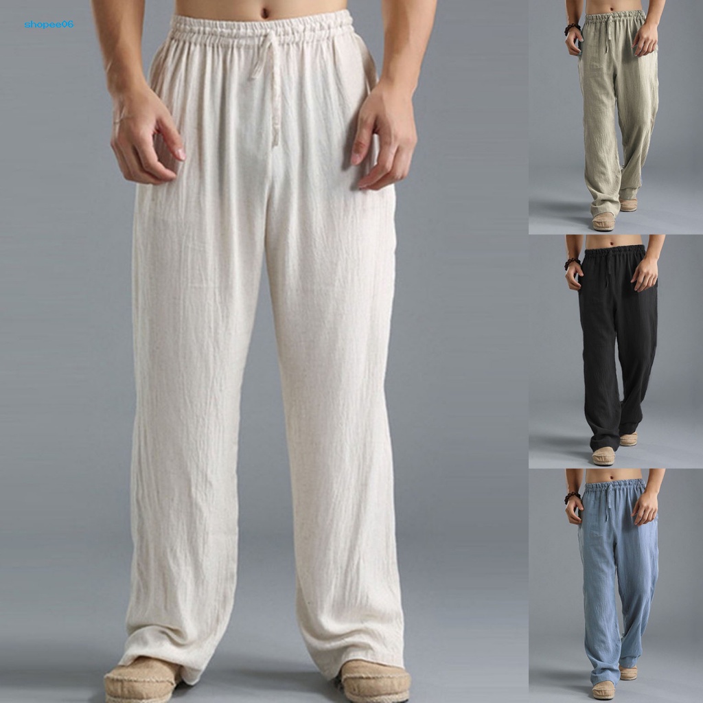 Quần Dài Mỏng Màu Sắc Trơn Lưng Thun Thoáng Khí Thời Trang Đường Phố Cho Nam