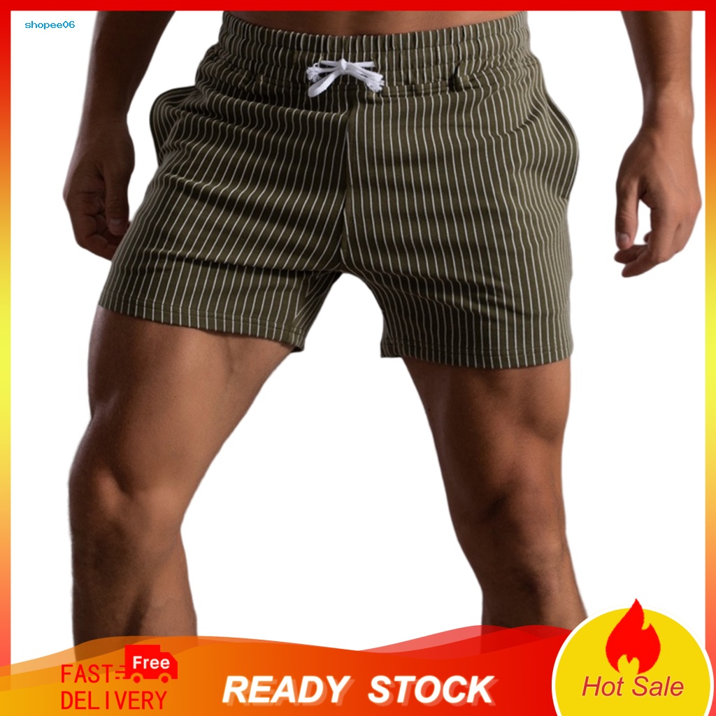 Quần Short Thể Thao Lưng Thun Dây Rút Phối Túi Co Giãn Tốt Thời Trang Mùa Hè Cho Nam