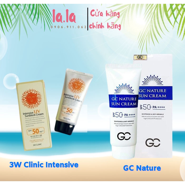 Kem Chống Nắng GC Nature Sun Cream, 3W Clinic Intensive UV Sunblock SPF 50+ PA++++ 60ml Hàn Quốc