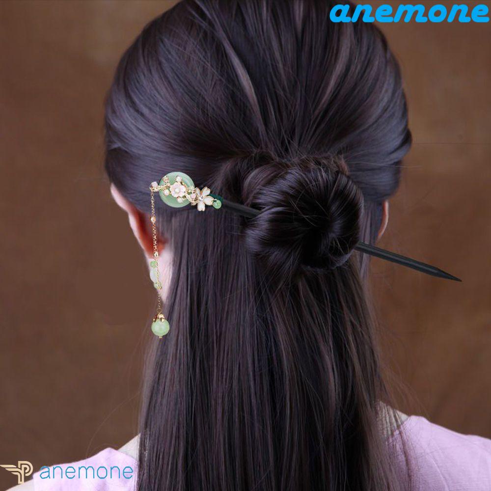 ANEMONE Trâm Cài Tóc Bằng Gỗ Tráng Men Phong Cách Trung Hoa Thanh Lịch Dùng Làm Đạo Cụ Chụp Ảnh Cho Nữ