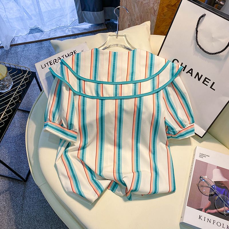 Áo Sơ Mi Hai Lớp Cổ Búp Bê Màu Sắc Tương Phản Thời Trang Dành Cho Nữ