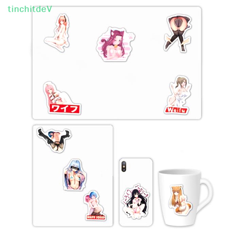 Bộ 50 Miếng Dán Họa Tiết Hoạt Hình Ahegao Gợi Cảm Cho Laptop