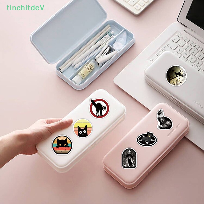 Bộ 50 Miếng Dán Hình Mèo Đen Trang Trí Điện Thoại / Laptop / Guitar Cổ Điển Cho Bé