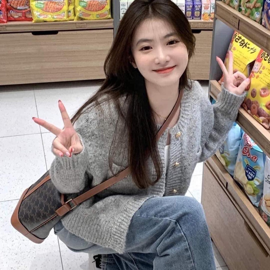 Áo cardigan Ca.che xám muối tiêu + 6% shopee