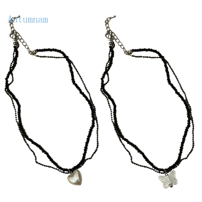 Vòng cổ Hai Lớp Mặt Hình Trái Tim Ngọt Ngào Thời Trang