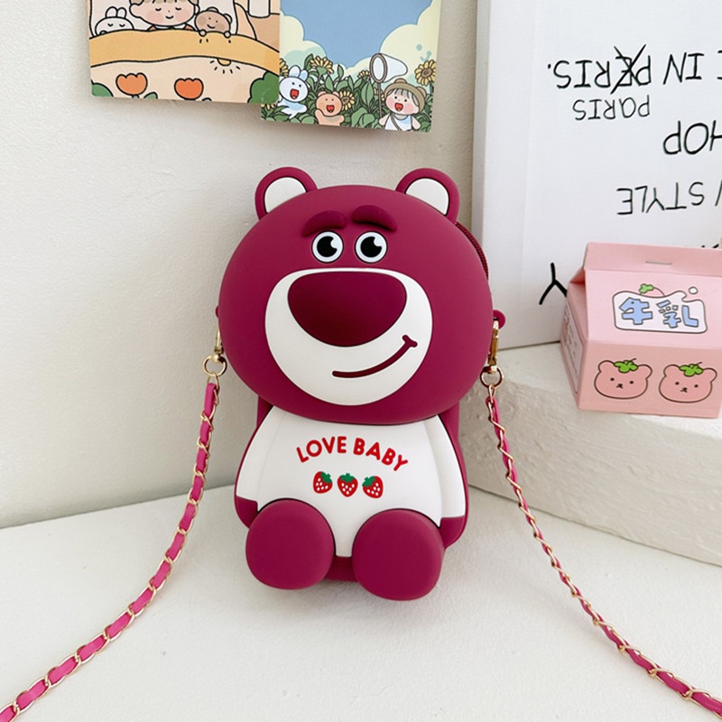 Túi Đeo Chéo Vai Hình Gấu Dâu Tây Dễ Thương Cho Bé Gái Se7en