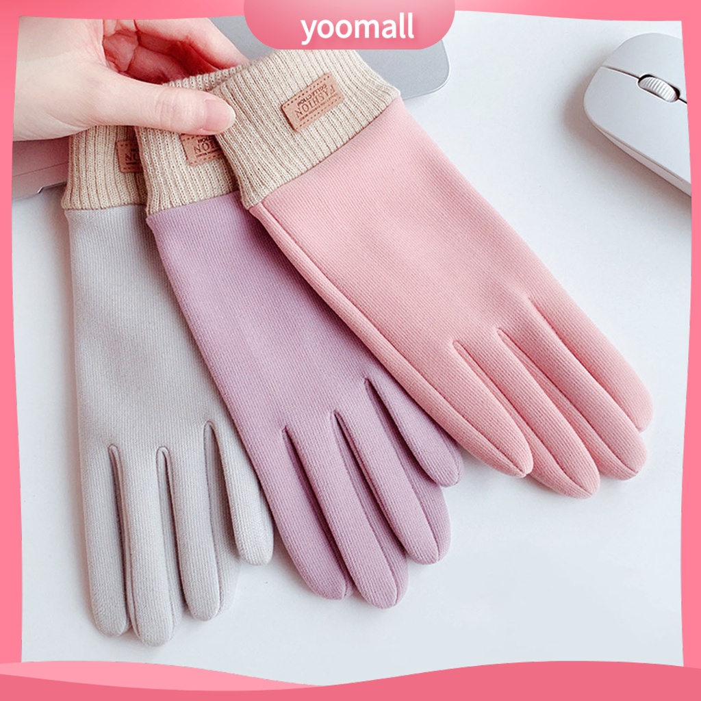 1 Đôi Găng Tay Giữ Ấm Mùa Đông Mềm Mại Thêu Họa Tiết Tinh Tế Chống Gió Cho Nữ