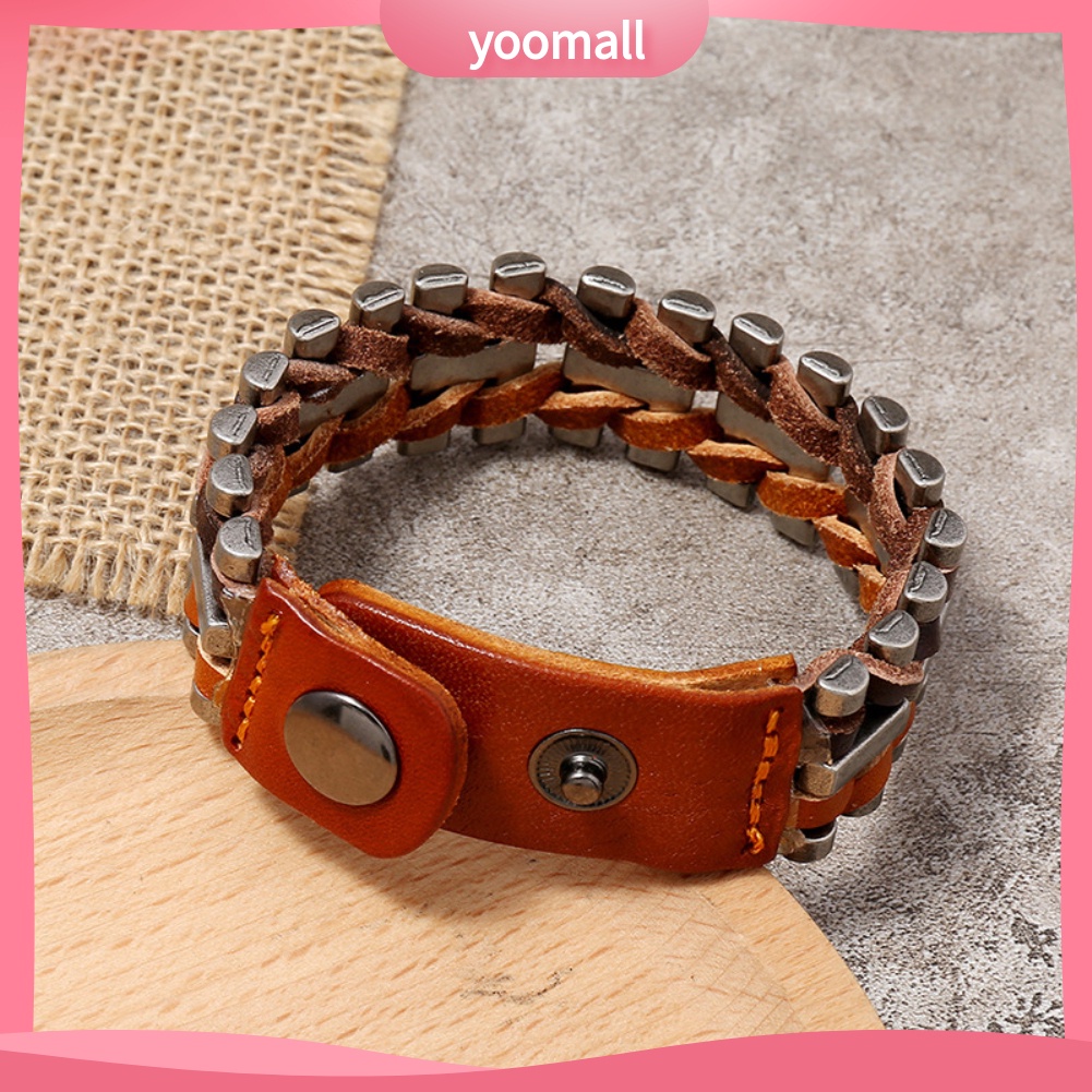 Vòng Tay Giả Da Bện Dây Điều Chỉnh Được Phong Cách Punk Cho Nam